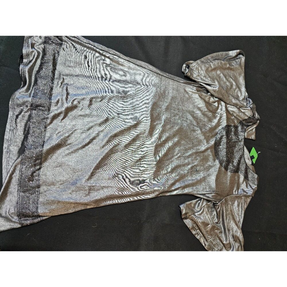 Metallic Pewter Silver Shimmer Short Sleeve Tunic Dress / Top